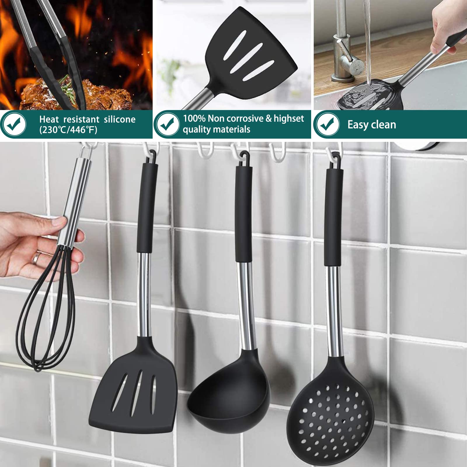 Umite Chef pasta server in silicone with perforated head for draining.