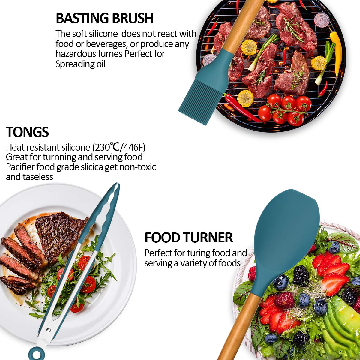 Umite Chef silicone spatula head, soft touch that prevents stick or scratching.