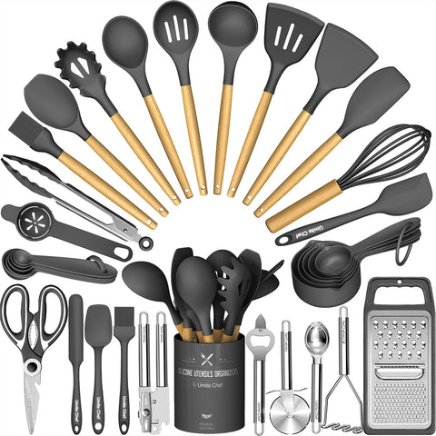 Umite Chef silicone utensil set with grater, ideal for durable nonstick cooking.