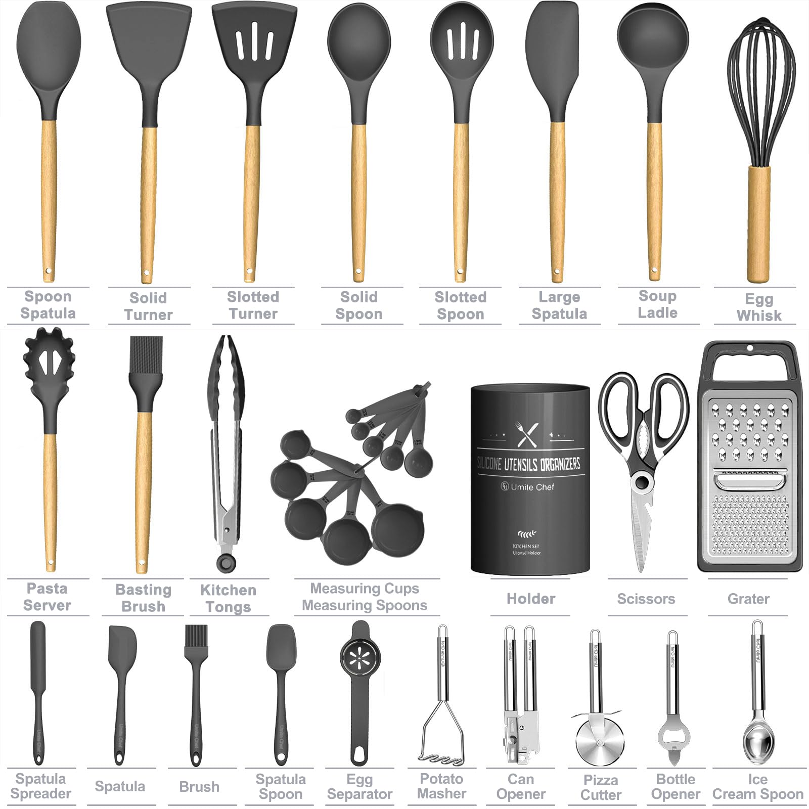 Umite Chef kitchen tongs ready for flipping, turning, and serving.