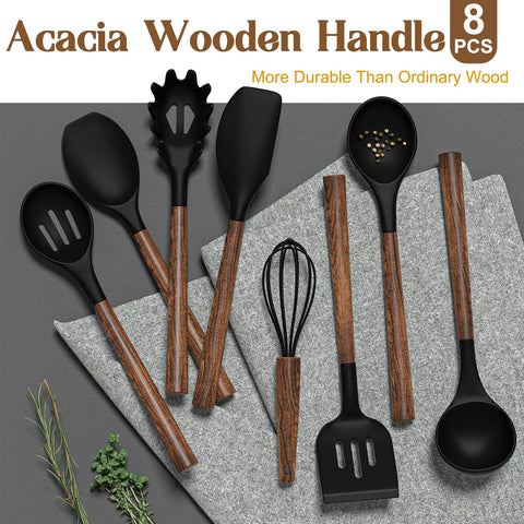 Umite Chef serving spoon with wooden handle, ideal for mixing and serving warm dishes.