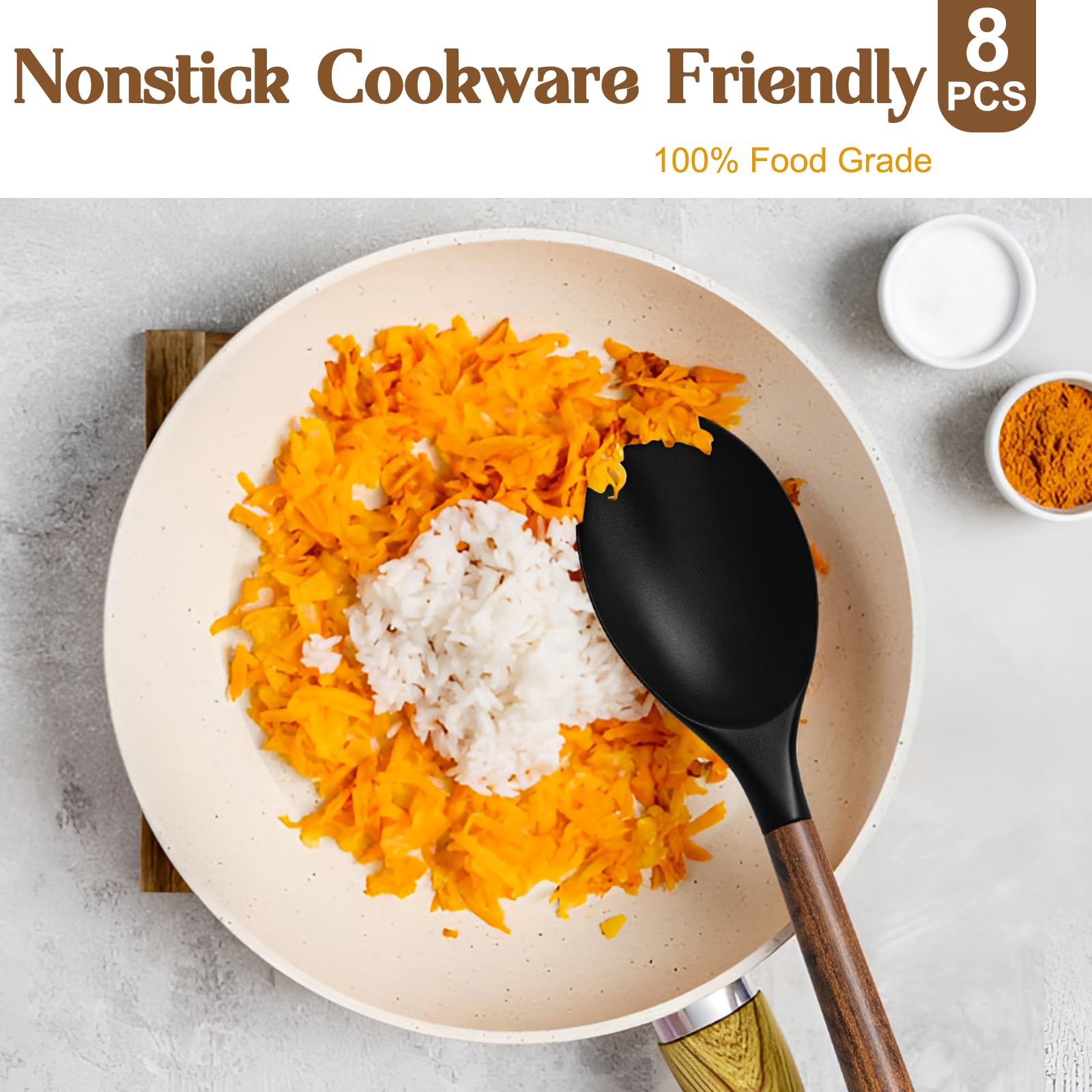 Umite Chef slotted basting spoon, textured head resists sticking while basting.