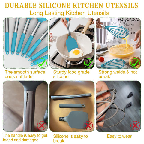 Umite Chef slotted turner blue handle close-up