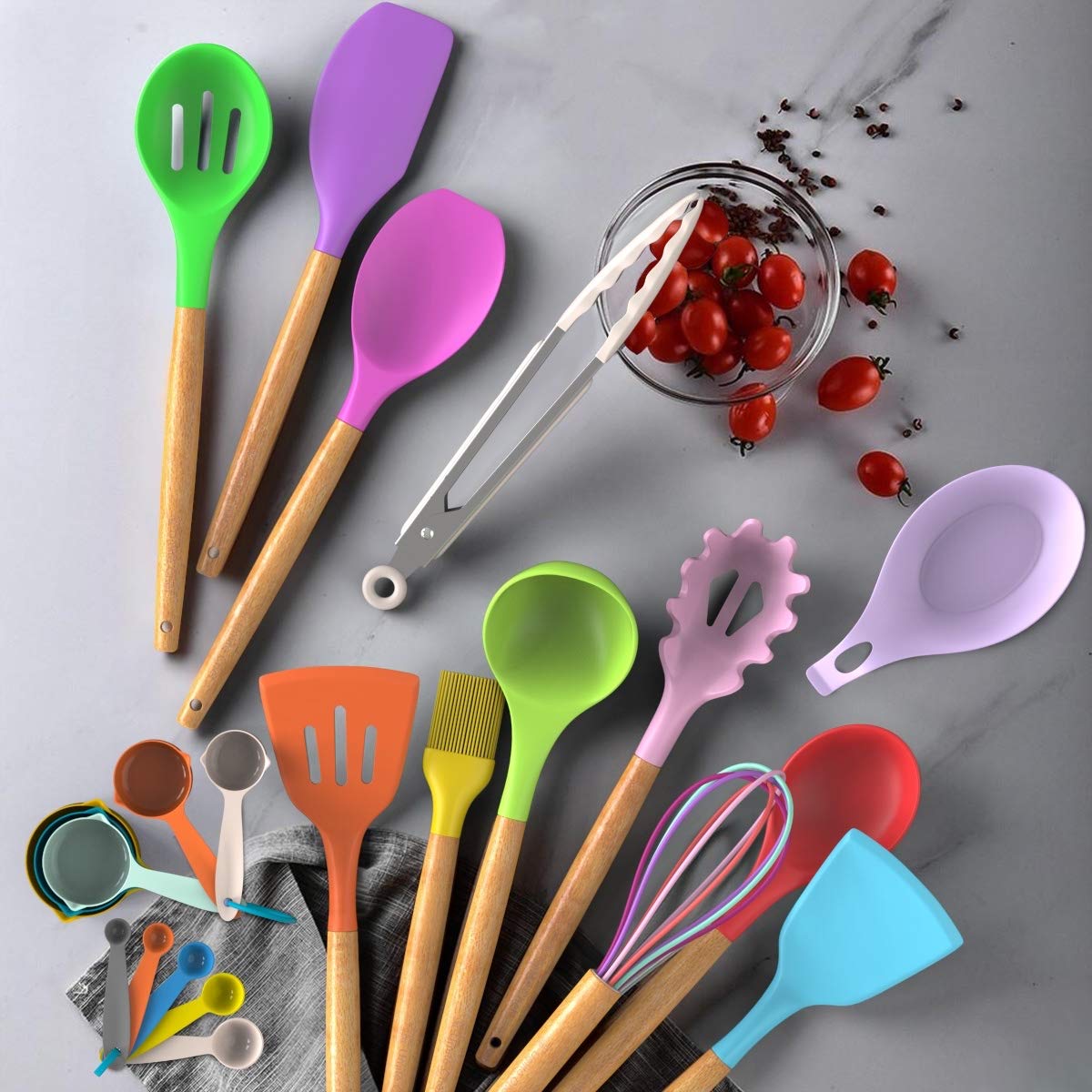 Umite Chef utensils with soft silicone heads protecting cookware