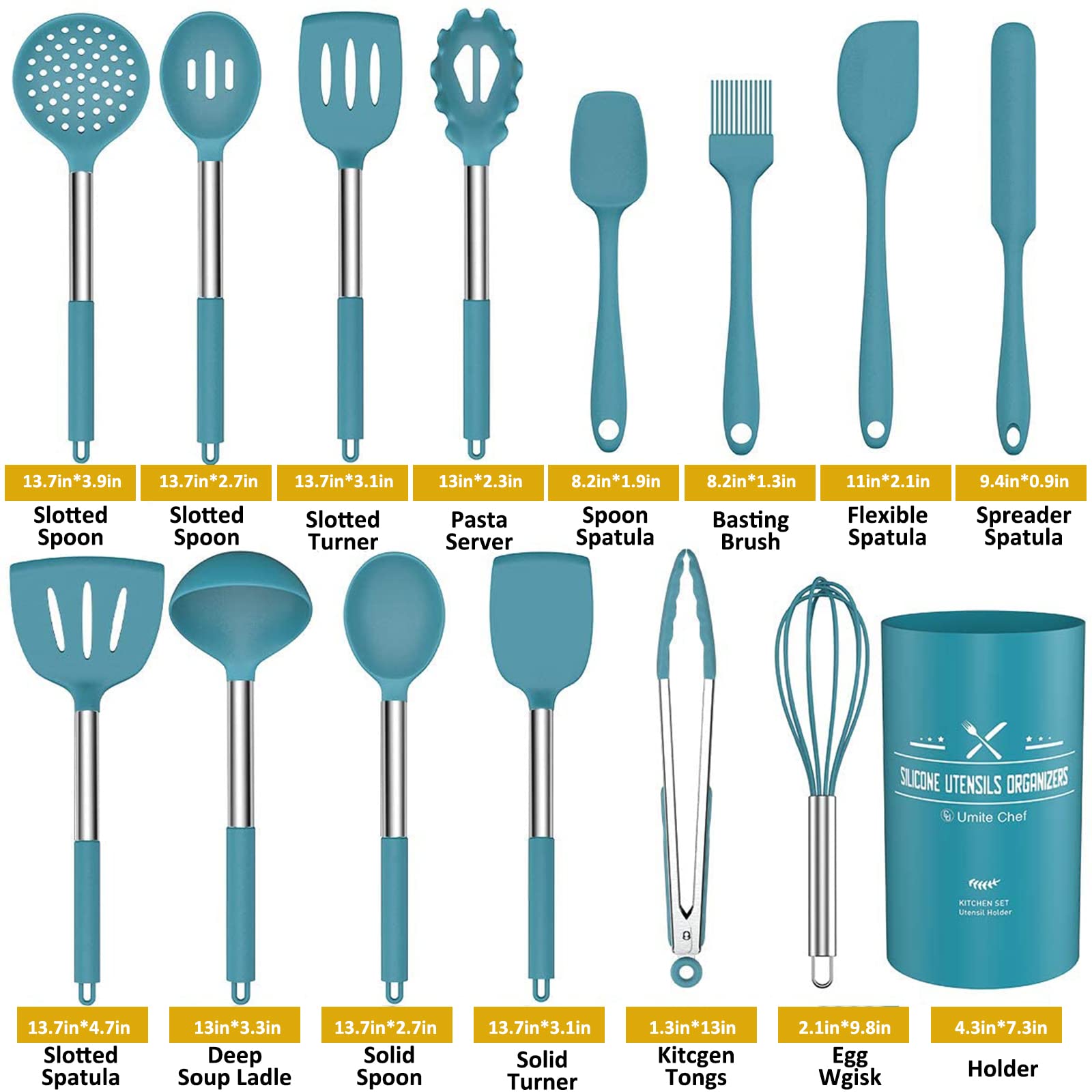 Umite Chef solid turner blue handle close-up