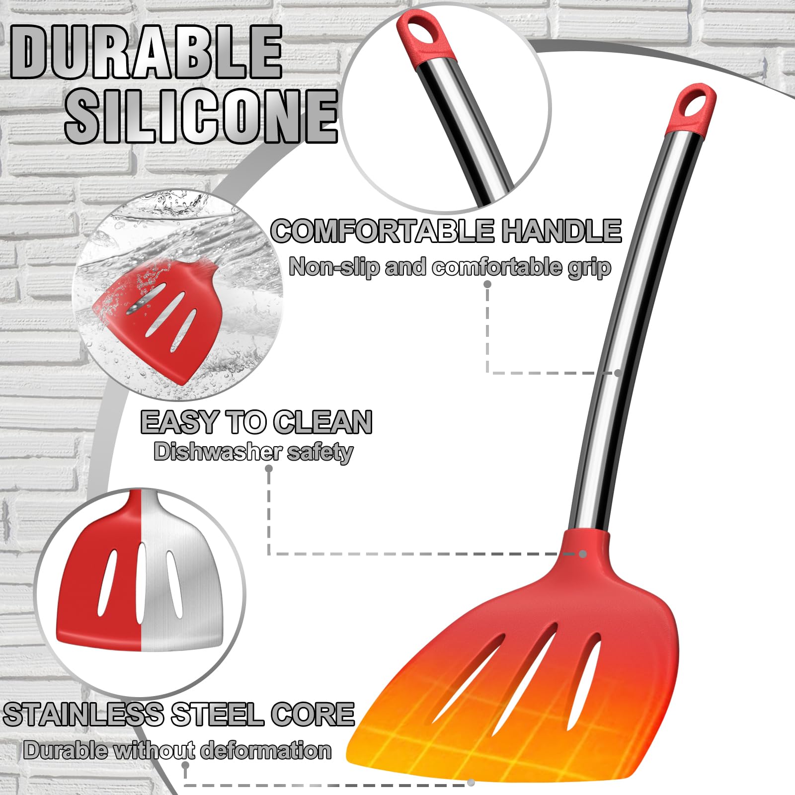 Umite Chef utensil with stainless steel handle for a solid grip.