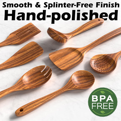 Umite Chef teak utensil strainer for efficient stirring and draining