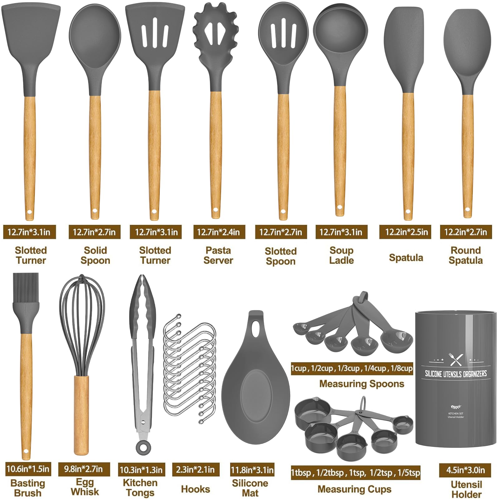 Umite Chef utensil holder with hooks keeps tools organized.