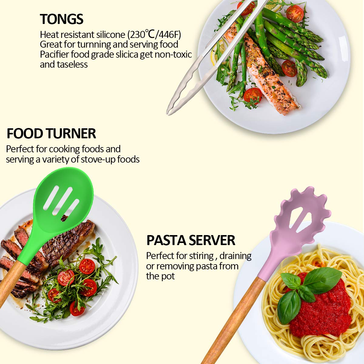 Umite Chef wooden-handle utensils for a comfortable grip and heat protection
