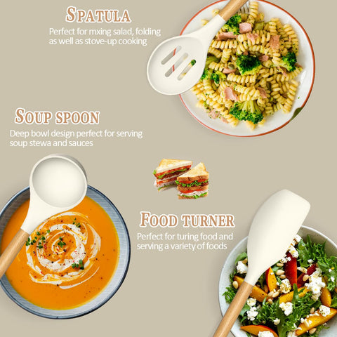 Umite Chef wooden-handle utensils provide comfortable grip and control