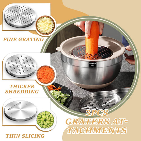 Umite Chef bowls with non-slip silicone bottoms stay steady during mixing.