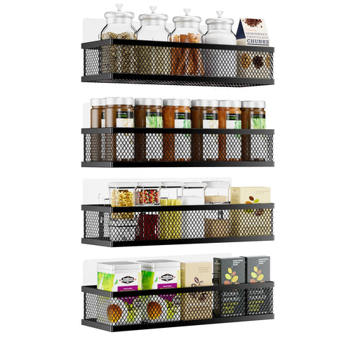 Umomi Spice Rack Wall Mount 4-Pack saves space and keeps spices organized.