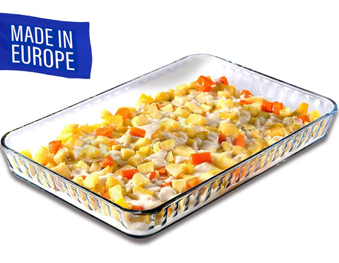 ums even-baking glass pan ensures uniform browning.