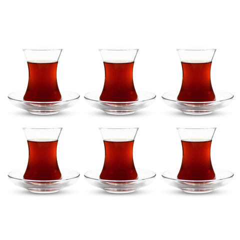 ums Turkish tea glass set with saucers, perfect for elegant entertaining