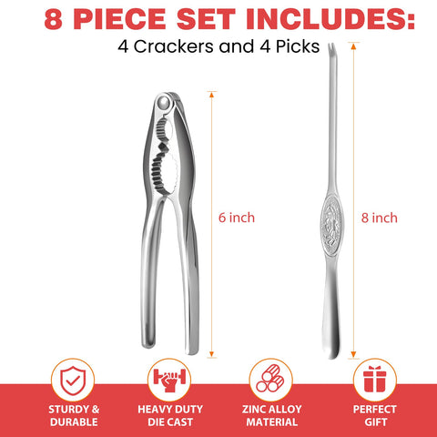 UNBOXING MOMENTS crab cracker tools with large meat picks ensure easy cracking.