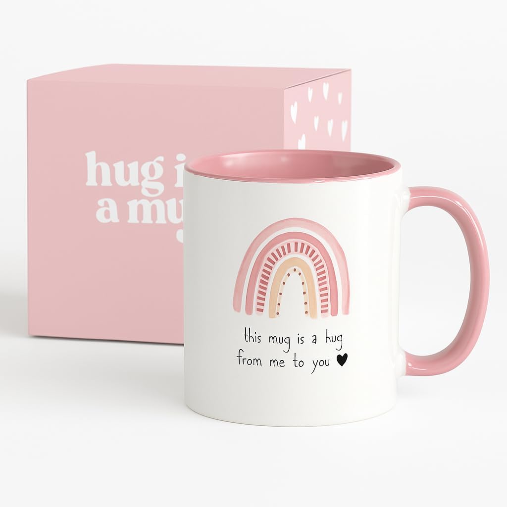 UnboxMe Gifts Hug in a Mug front view pink mug for daily comfort