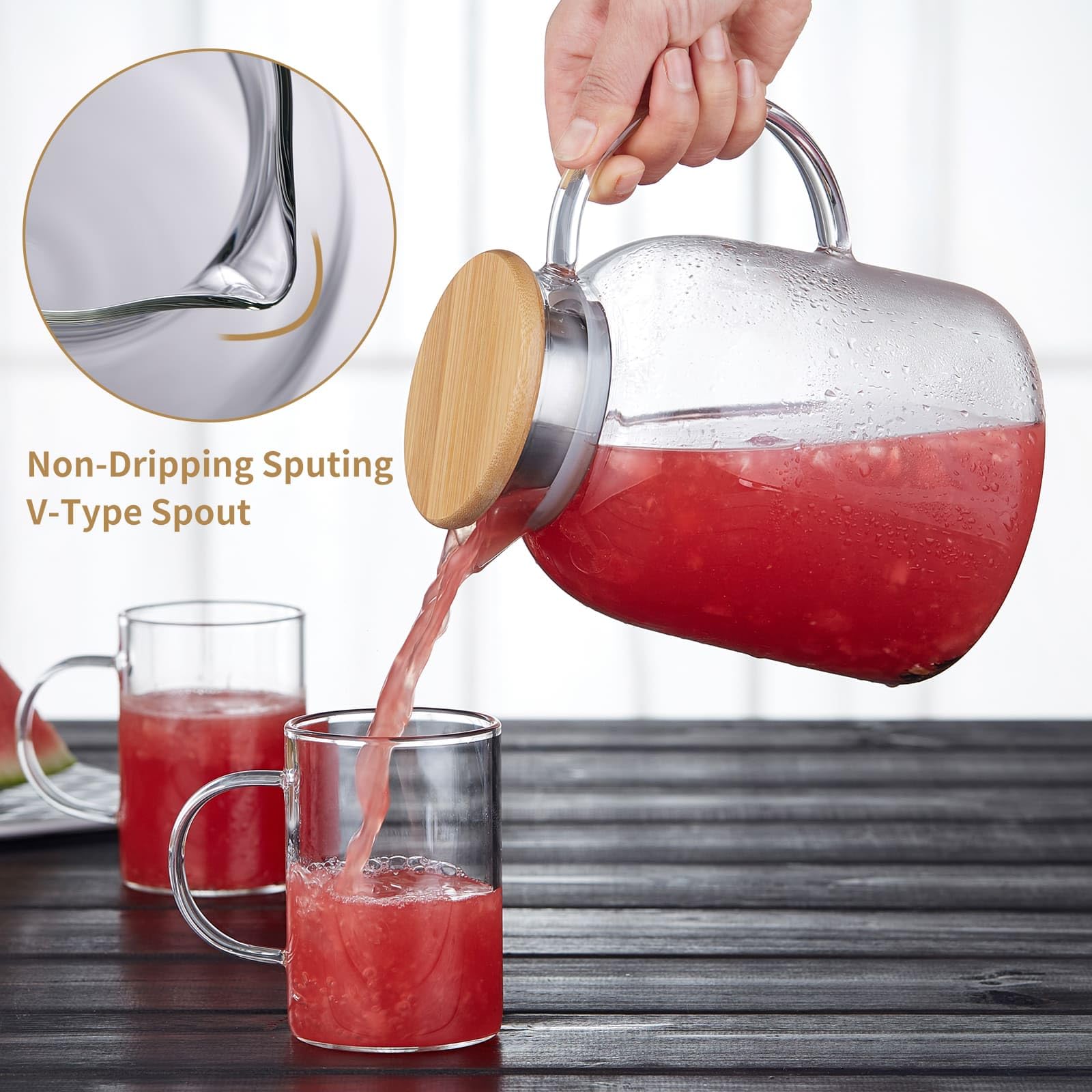 Unbreakable Glass Pitcher anti-drip spout supports precise pours.
