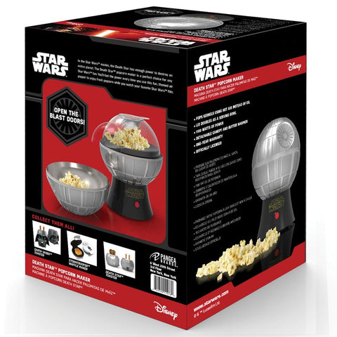 Uncanny Brands Death Star popcorn maker removable bowl doubles as a serving bowl.