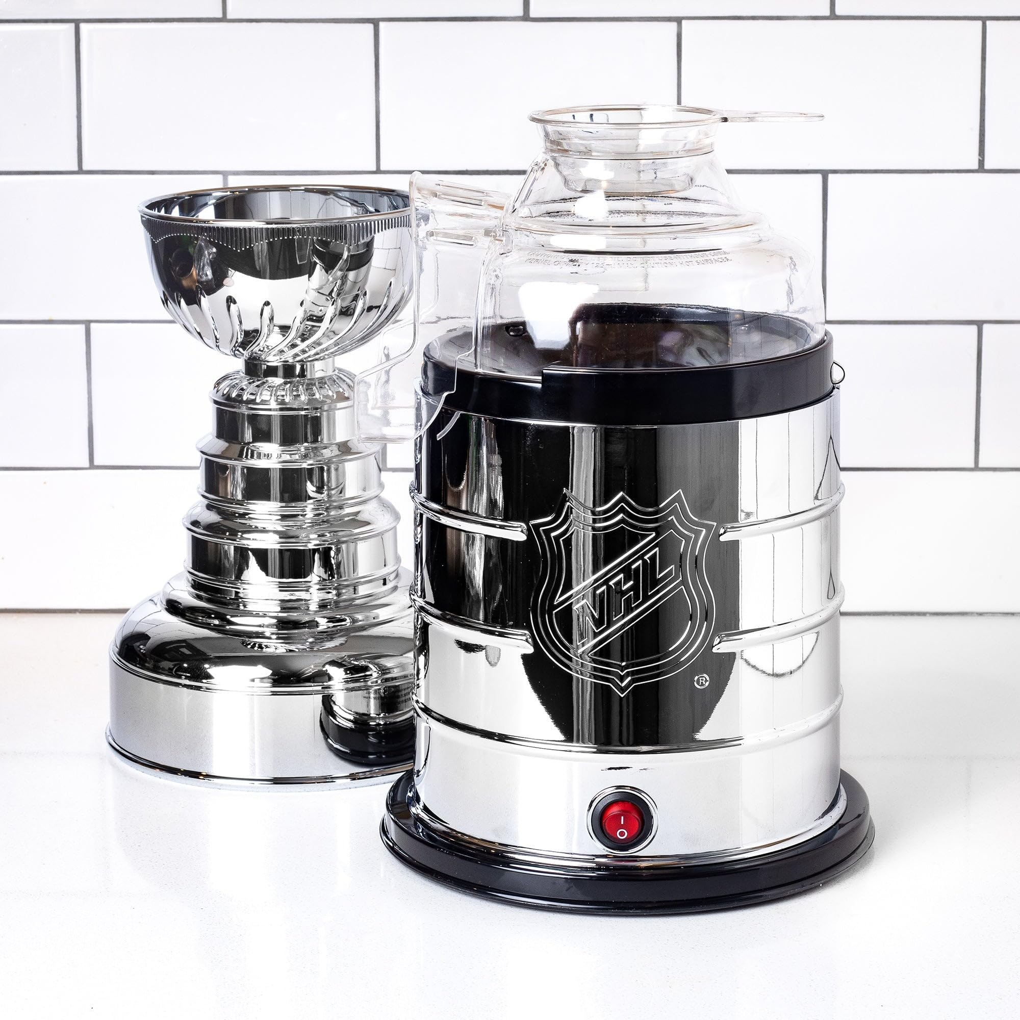 Uncanny Brands Stanley Cup serving bowl — transformable display doubles as a popcorn bowl for gatherings.