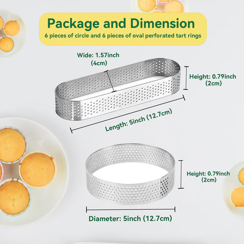 Uncle Jack 12-piece set: circle and oval rings for desserts.