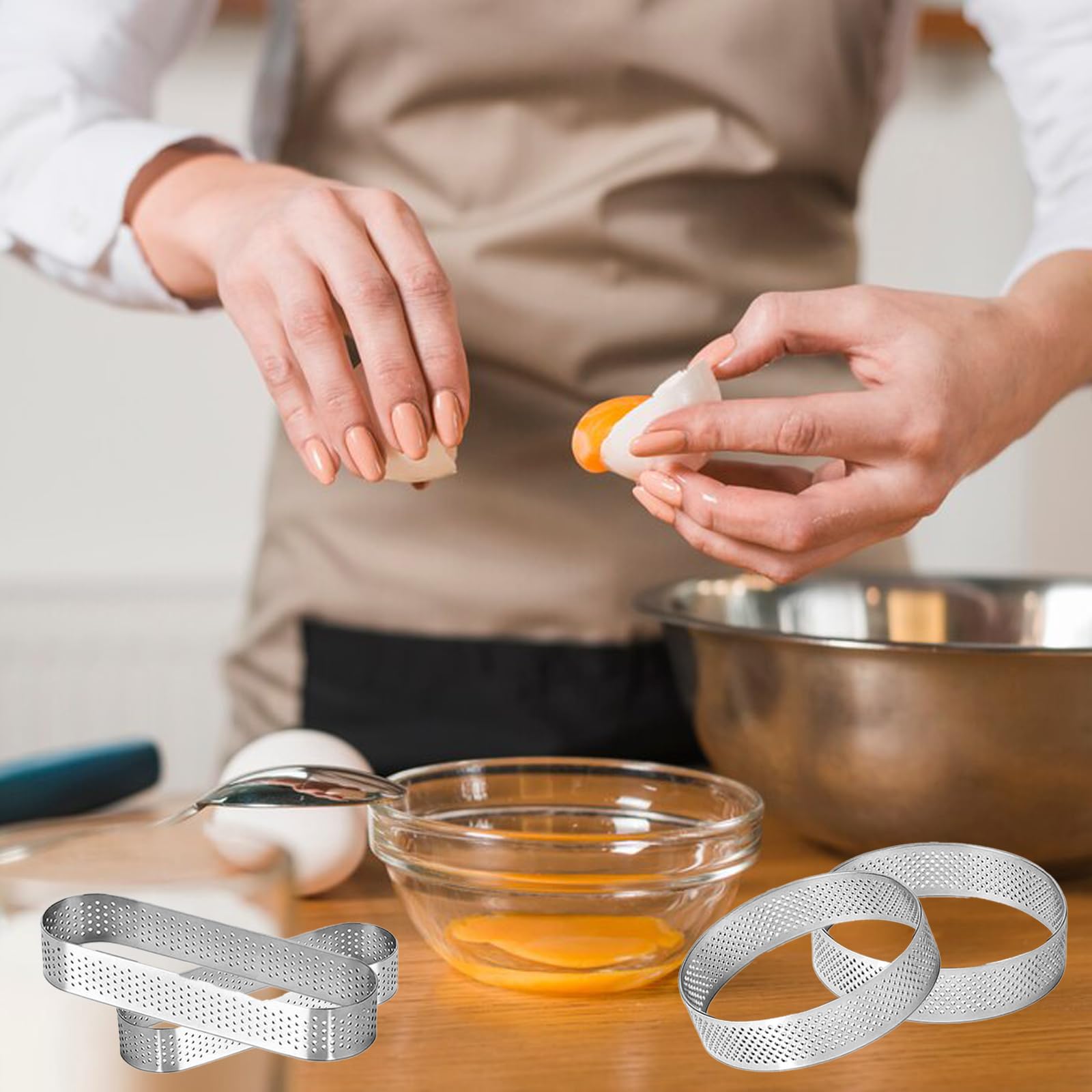 Compact, durable tart rings ready for daily baking.