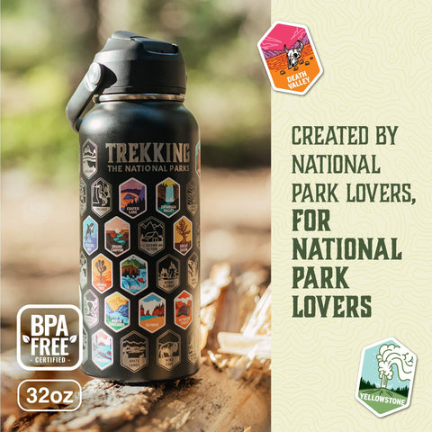 Underdog Games Trekking bottle gift pack with park stickers for outdoors enthusiasts.