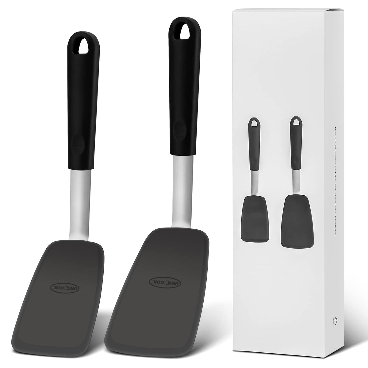 Unicook upgraded silicone spatula medium head glides gently for flipping