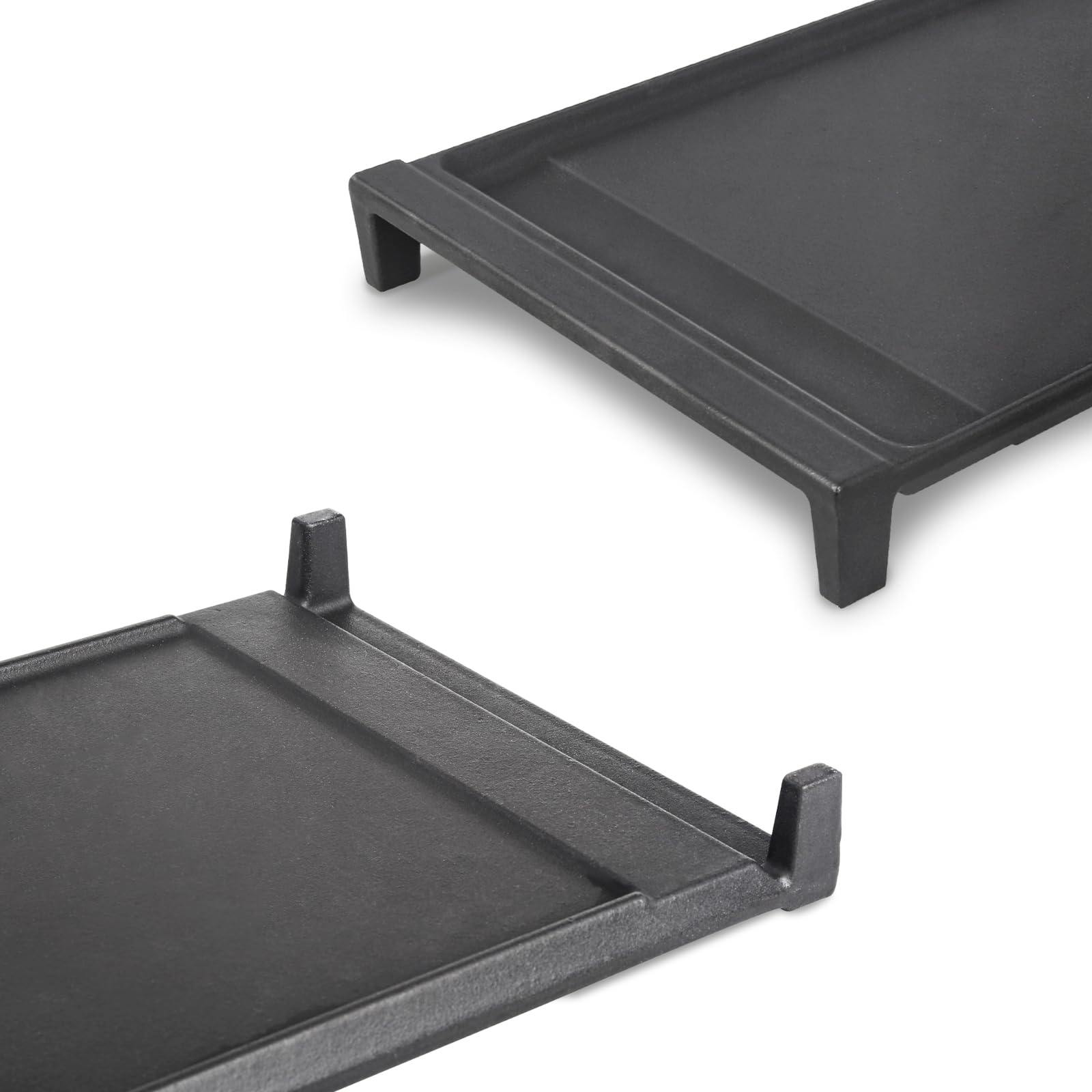 Unidanho cast iron griddle pan provides durable cooking surface.