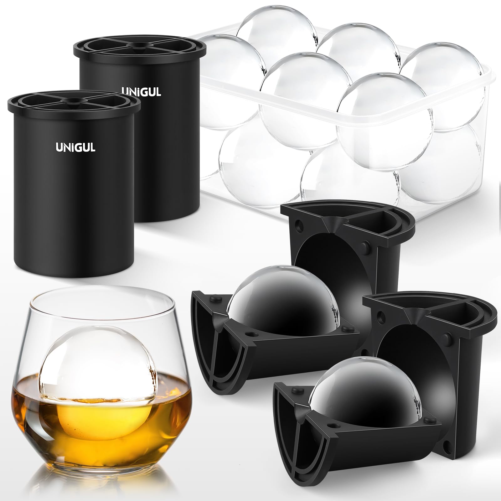 Unigul clear ice ball 2.5-inch for slow-melting whiskey ice
