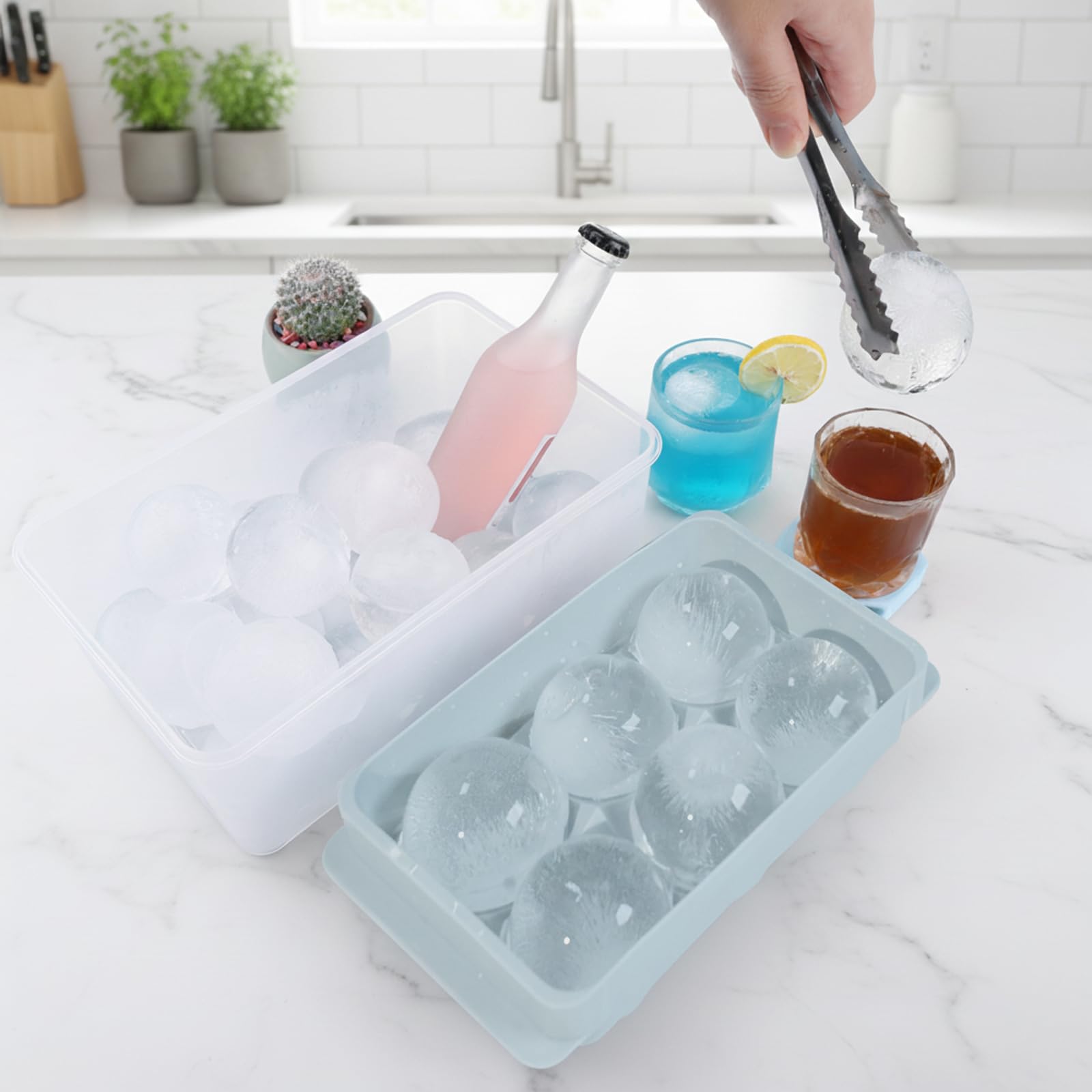 Unigul twist-release ice mold facilitates easy removal of spheres.