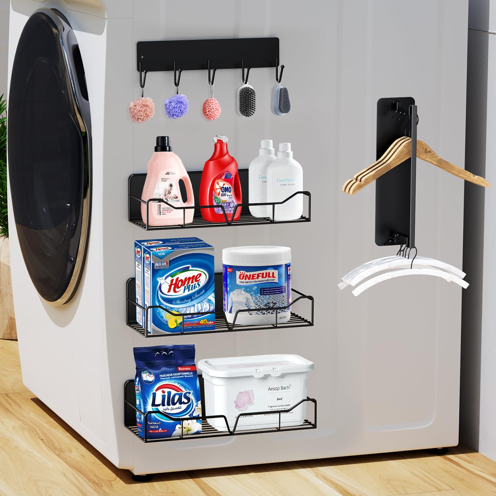 UNIKEYBOX magnetic shelves attached to fridge for organized condiments