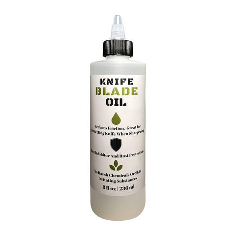 UniKitchen knife oil bottle protects carbon steel blades and guards against rust.