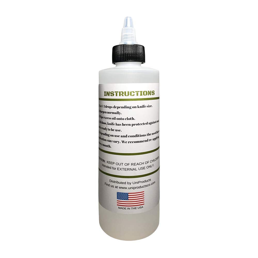 UniKitchen pivot lube bottle applied on knife hinge for smoother operation.