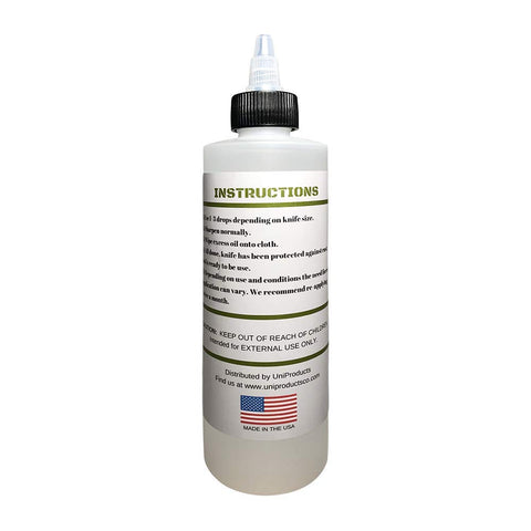 UniKitchen pivot lube bottle applied on knife hinge for smoother operation.