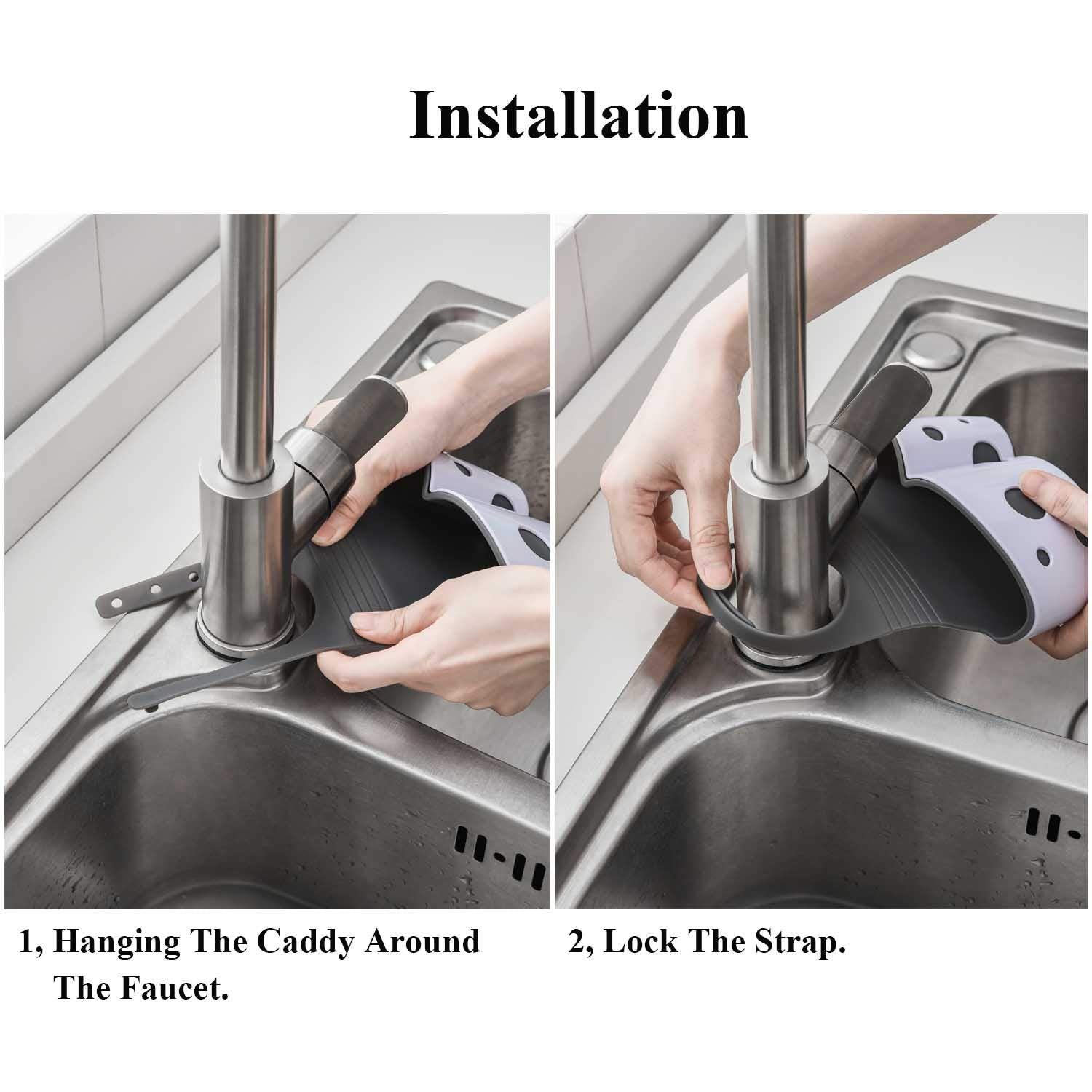 UNIKON sink caddy fits all sinks with extendable straps for secure hanging