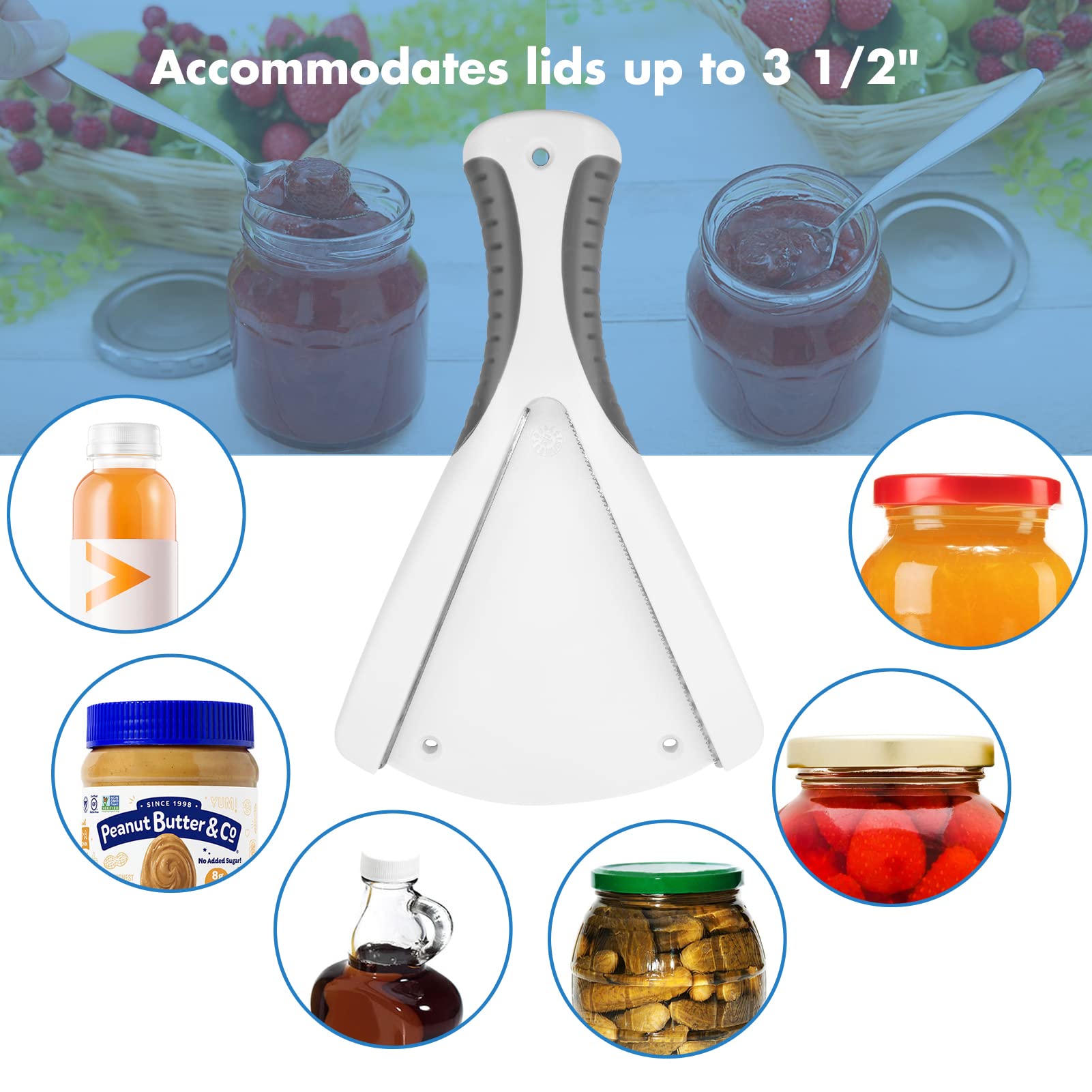 UNINAI jar opener features a non-slip grip for arthritis-friendly use.