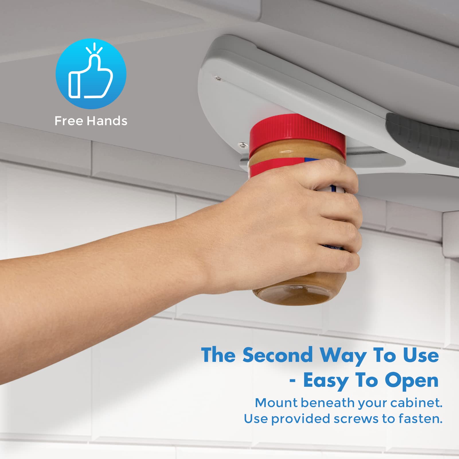 UNINAI jar opener demonstrates grip on jars of various sizes.