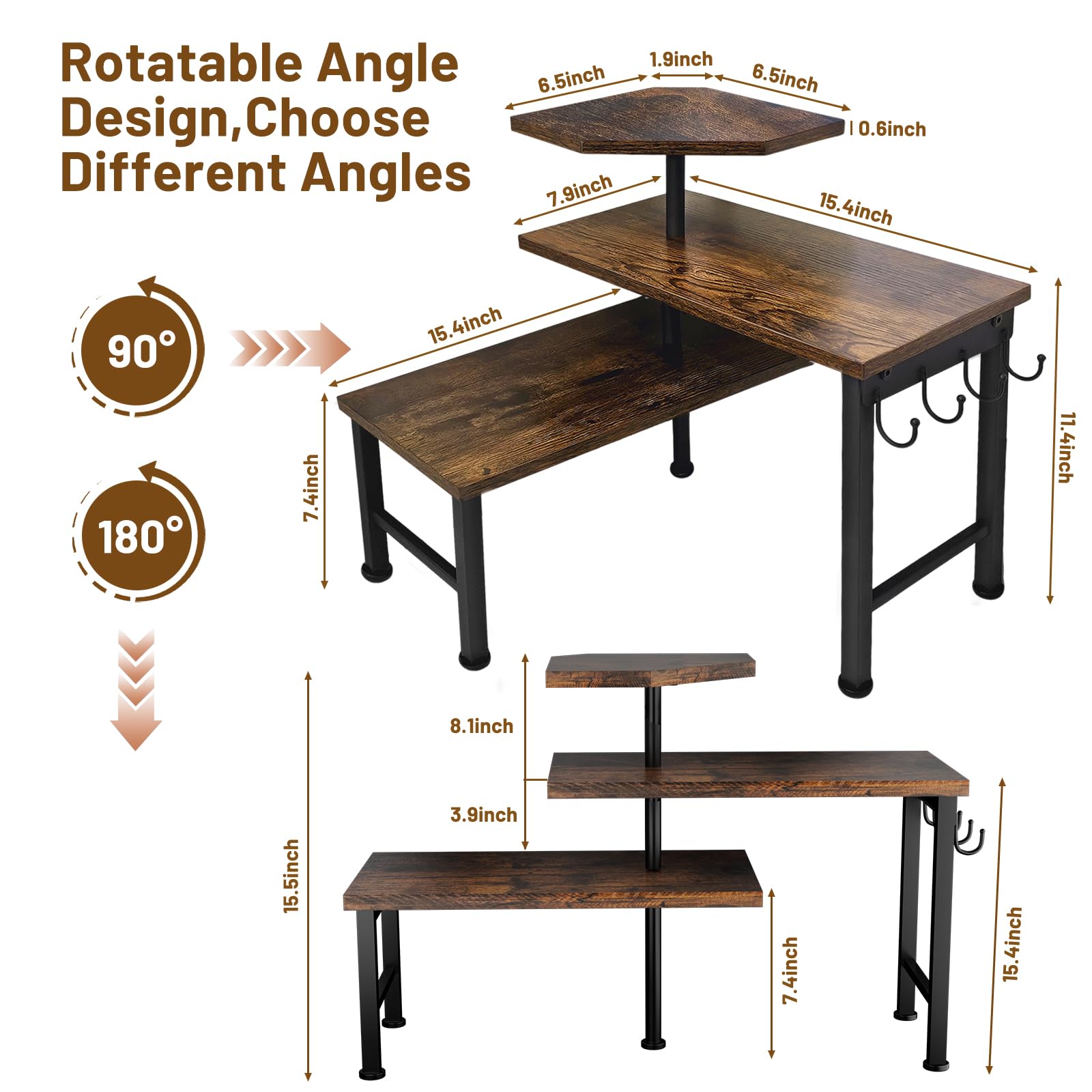 Uniqcovosa sturdy steel frame with wood shelves ensures durability.
