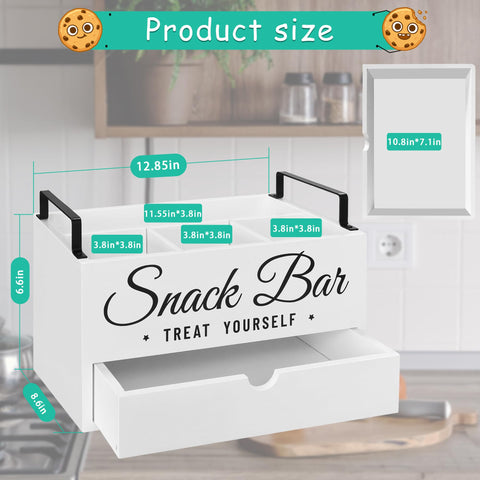 Unistyle wood snack bin open, accessible compartments for chips