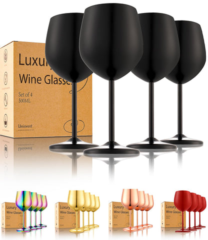 UNISWEET matte-black 18oz wine glass set designed for outdoor use