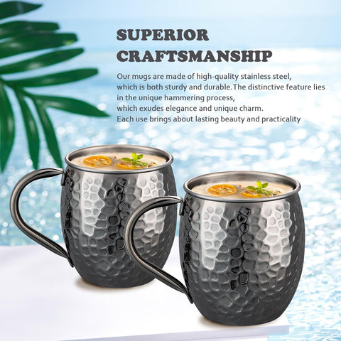 UNISWEET Moscow Mule Mugs with black copper exterior for a premium look.