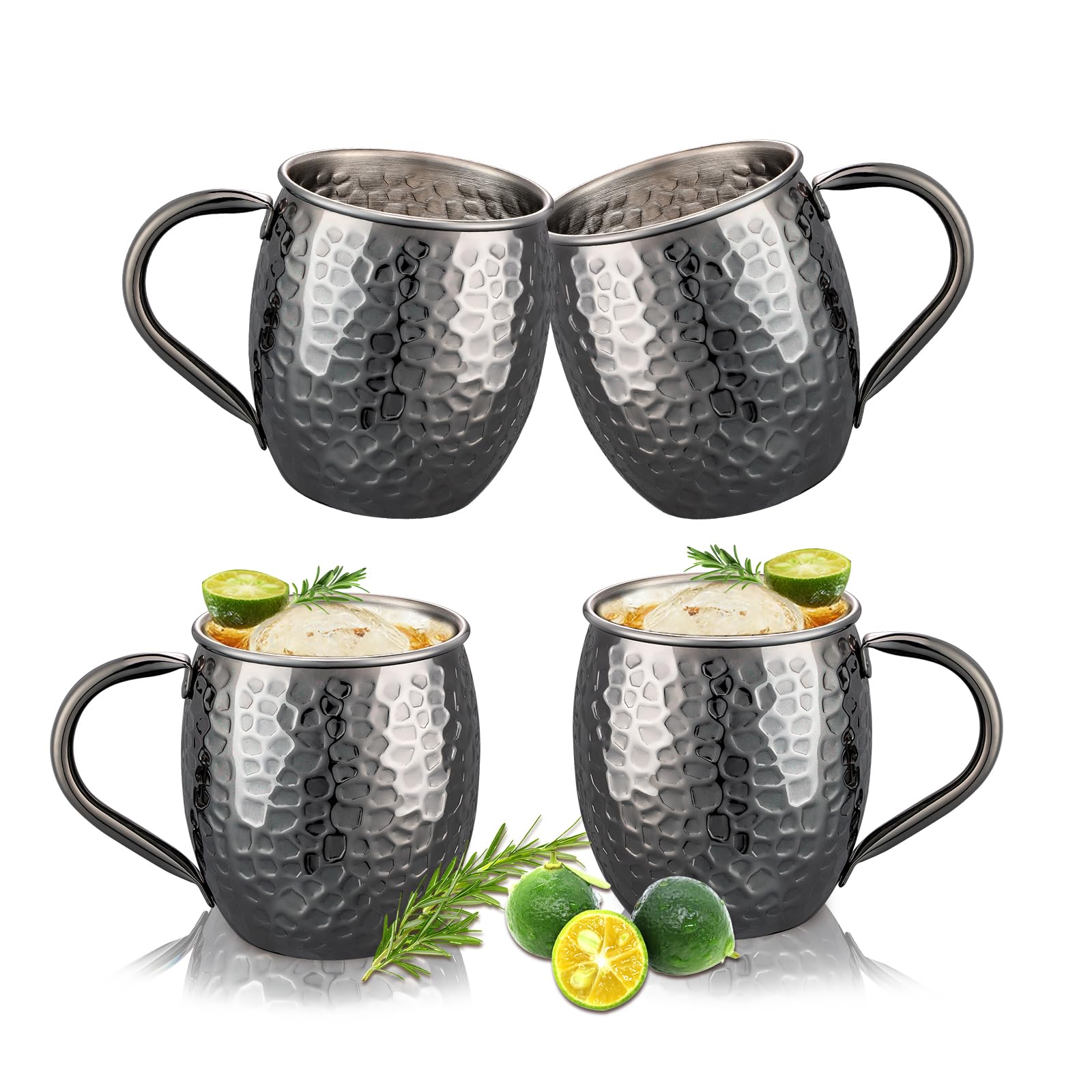 UNISWEET Moscow Mule Mugs Set of 4 with hammered copper finish for stylish entertaining.
