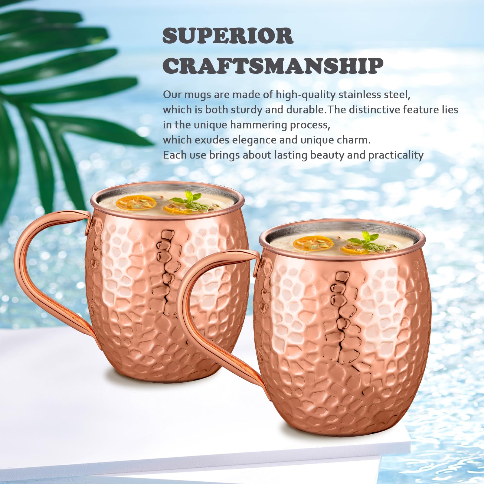 UNISWEET Stone-pattern copper mug with premium electroplating
