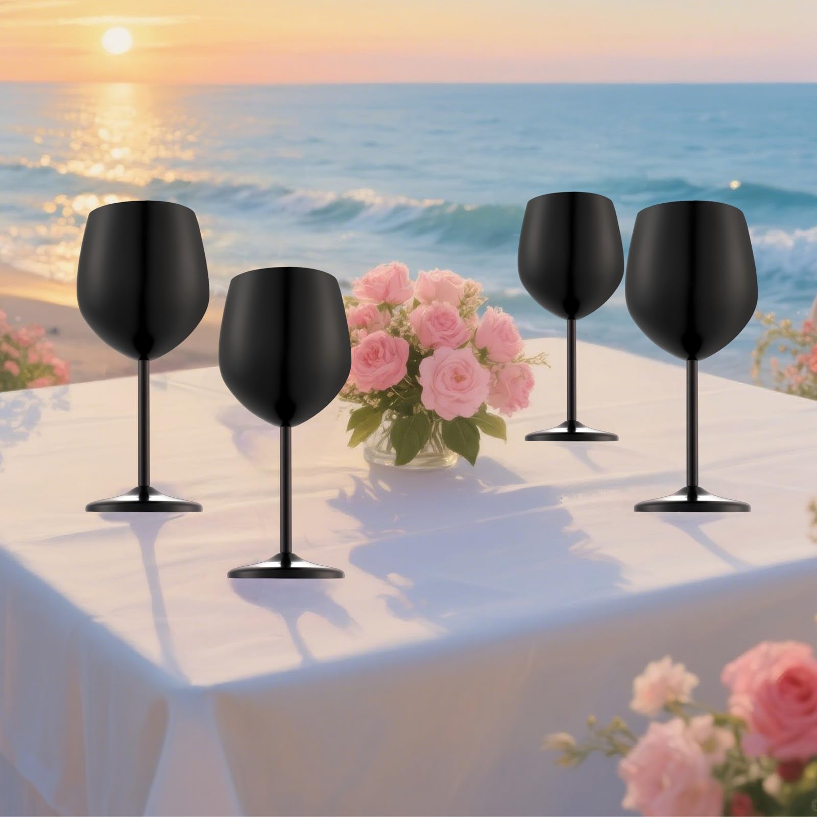 UNISWEET unbreakable stainless-steel wine glass with stem for travel