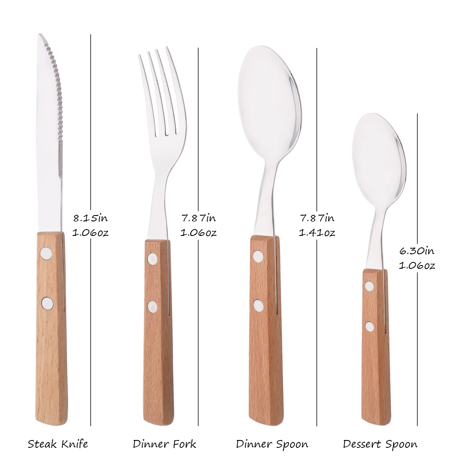 Uniturcky wooden handle rivet connection blends metal and wood for durability.