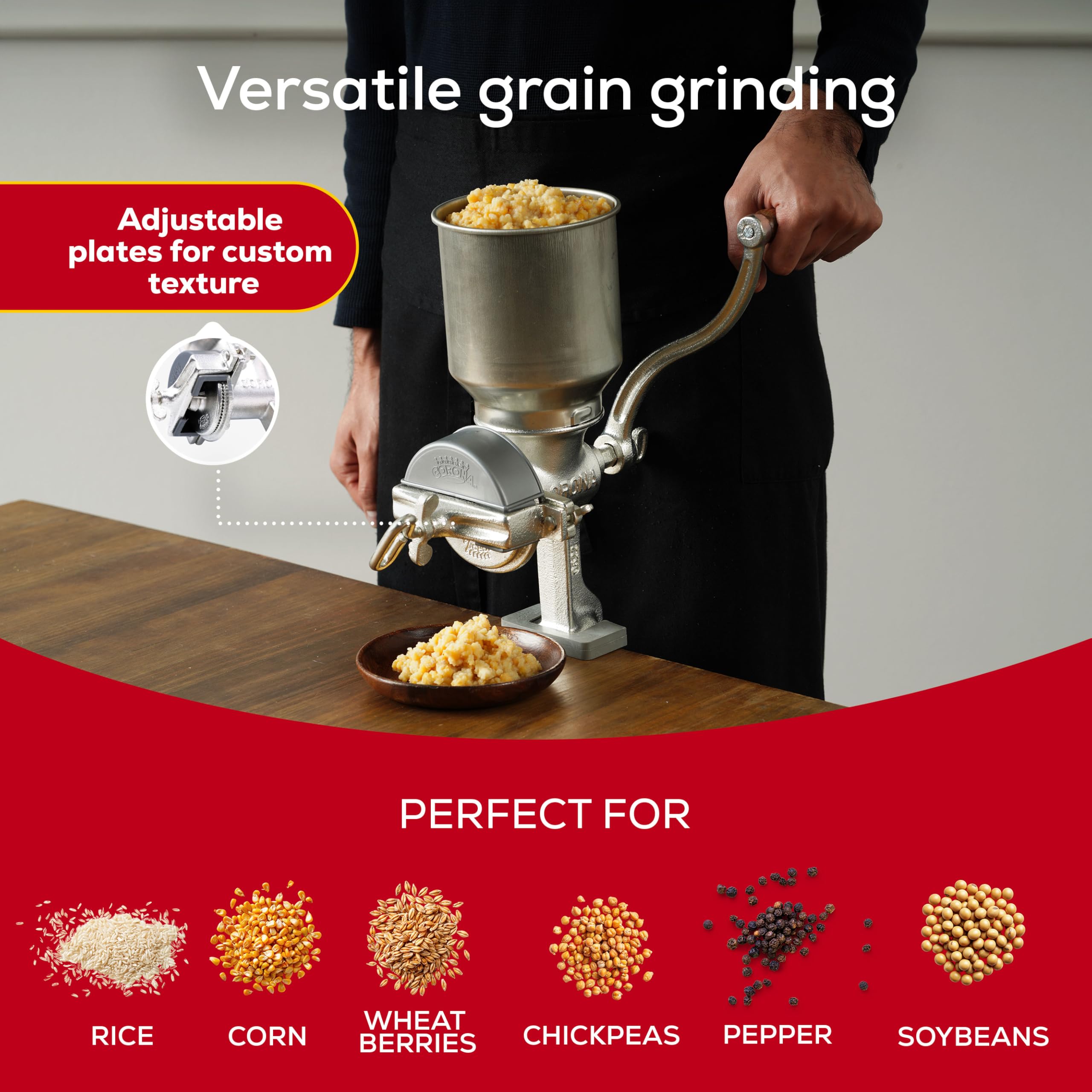 Universal Corona grain mill rubber pad base for stable grinding