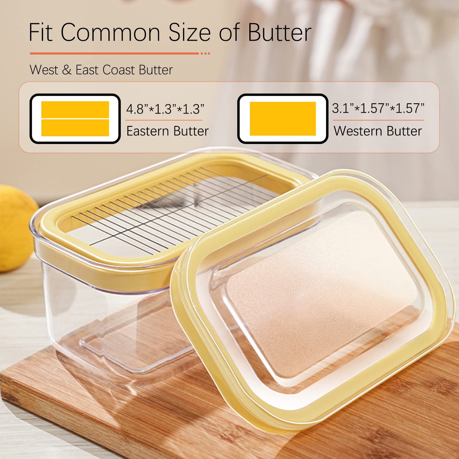 UNIVIVO transparent butter dish shows stored butter for quick access