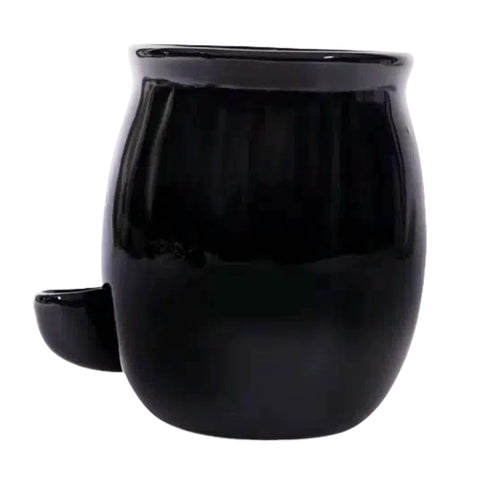 unkzyzn Wake and Bake mug's glossy glaze resists staining through daily use in black.