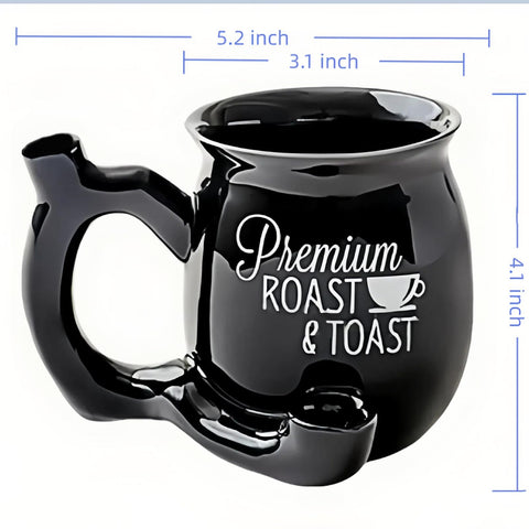 unkzyzn Wake and Bake mug uses lead-free ceramic for safe everyday use in black.