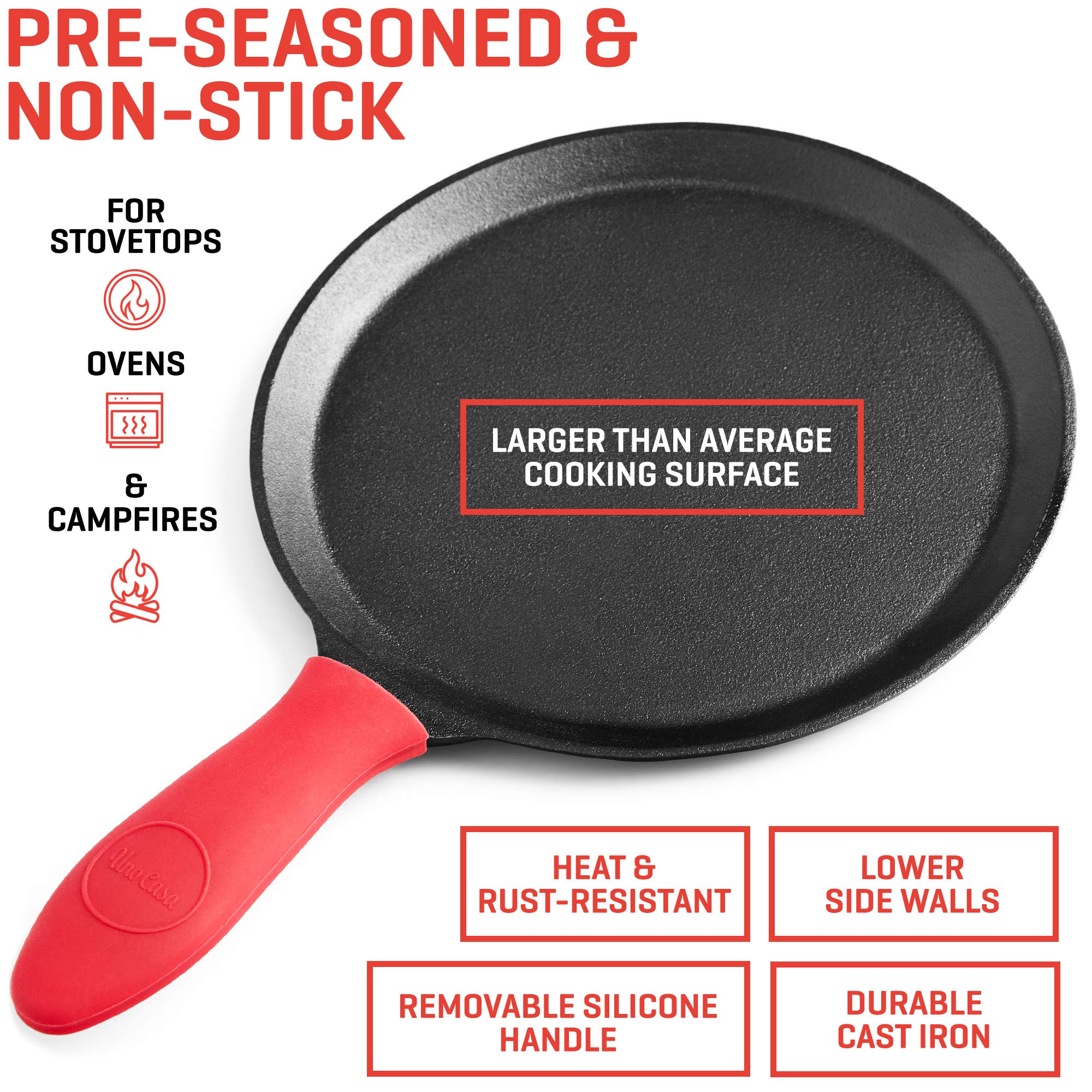 Uno Casa comal pan on stove for warm, even tortillas.
